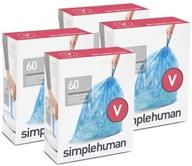 🗑️ simplehuman code v custom fit recycling drawstring trash bags (240 count) - 16-18 liter / 4.2-4.8 gallon size, 12 refill packs - blue logo