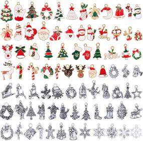 img 4 attached to 95-Piece Mixed Christmas Charms: Enamel DIY Jewelry 🎄 Pendants - Craft Making Supplies for Bracelets, Necklaces, Earrings