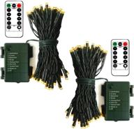 [2 pack] battery powered christmas lights 16ft green wire 50 led fairy string light with remote control, timer, 8 modes, dimmable for indoor/outdoor xmas tree wedding party decoration (warm white) логотип