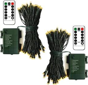 img 4 attached to [2 Pack] Battery Powered Christmas Lights 16ft Green Wire 50 LED Fairy String Light with Remote Control, Timer, 8 Modes, Dimmable for Indoor/Outdoor Xmas Tree Wedding Party Decoration (Warm White)