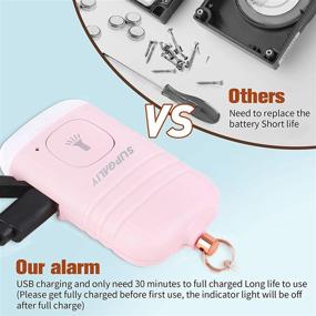 img 3 attached to 🔒 SUPGALIY Safesound Personal Alarm: USB Rechargeable 130dB Keychain Security Siren for Women, Kids, and Elderly - Pink
