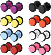 💎 jewelryshop eight pairs of assorted stainless steel acrylic cheater plugs barbell expanders screw stud earrings, 19g logo