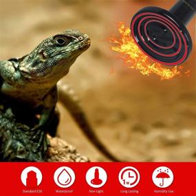 img 2 attached to 🐍 150W Ceramic Heat Emitter Reptile Heat Lamp Bulb - No Light Emitted, Safe Heater for Chicken Coop, Lizard, Snake, Tortoise - Infrared Lamp for Aquarium, Pet Brooder - 2P, Black