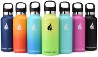 🚰 hydro cell stainless steel water bottle with straw & standard mouth lids - 20oz teal/blue double wall vacuum insulated sweat proof sport design logo