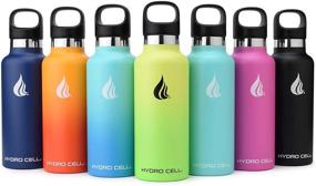 img 4 attached to 🚰 Hydro Cell Stainless Steel Water Bottle with Straw & Standard Mouth Lids - 20oz Teal/Blue Double Wall Vacuum Insulated Sweat Proof Sport Design