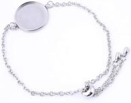 📿 reidgaller 10pcs stainless steel chain bracelet bezel settings for 20mm round cabochon base tray blanks - perfect for diy bracelets, jewelry making supplies logo