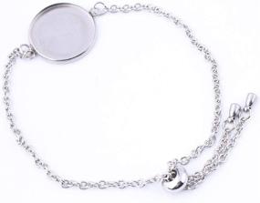 img 4 attached to 📿 Reidgaller 10pcs Stainless Steel Chain Bracelet Bezel Settings for 20mm Round Cabochon Base Tray Blanks - Perfect for DIY Bracelets, Jewelry Making Supplies