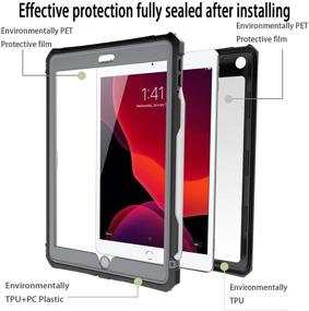 img 2 attached to 📱 Waterproof iPad 10.2 Case with Screen Protector, Full Body Protection 10.2 8th Cover, Pencil Holder, Anti-Scratch Shockproof Cases for iPad 7th/8th Generation 2020 (Black)