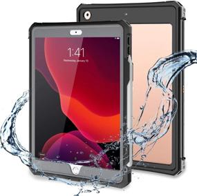 img 4 attached to 📱 Waterproof iPad 10.2 Case with Screen Protector, Full Body Protection 10.2 8th Cover, Pencil Holder, Anti-Scratch Shockproof Cases for iPad 7th/8th Generation 2020 (Black)