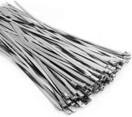 304 stainless steel metal cable zip ties - pack of 100, 11.8 inch self-locking heavy duty ties for outdoor use, fence, exhaust wrapping, canopy and more logo