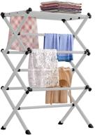 efficient fkuo indoor folding clothes drying rack: dry laundry & hang clothes with ease - silver gray logo