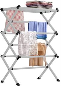 img 3 attached to Efficient FKUO Indoor Folding Clothes Drying Rack: Dry Laundry & Hang Clothes with Ease - Silver Gray