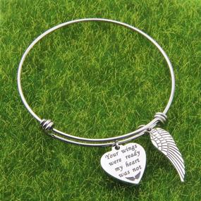 img 2 attached to 🦋 ENSIANTH Memorial Bracelet Sympathy Gift - Adjustable Remembrance Bracelet: Your Wings Were Ready, but My Heart Was Not