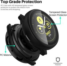 img 3 attached to 📱 [2 шт] Чехол EGV для Samsung Galaxy Watch Active 2 44 мм - Полное покрытие матовый чёрный защитный чехол с защитным стеклом для экрана