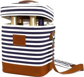 img 4 attached to 🍷 HAMILO 4 Bottle Wine Carrier - Stripe, Champagne Carrier Bag, Waterproof Wine Tote Bag with Expandable Zipper and Padded Shoulder, Insulated Cooler Purse with Corkscrew Opener Holder for Enhanced SEO