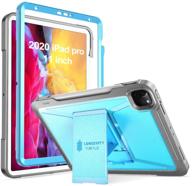 📱 ztotopcase for ipad pro 11 case 2020 2nd gen – built-in screen protector, dual layer shockproof full protective cover with kickstand and pencil holder – supports ipad pencil charging – light blue logo