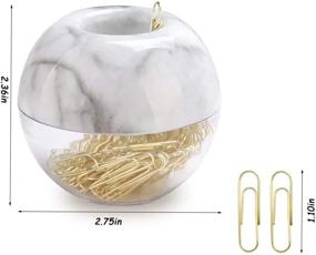 img 2 attached to Magnetic Marble White Paper Clip Holder with 100pcs Gold Paper Clips – Cute Desk Organizer for Office Supplies