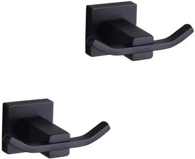 img 4 attached to Contemporary Hotel Style Wall Mounted Bathroom Matte Black Coat Hook - GERZWY EG1508-BK - 2 Pack, SUS 304 Stainless Steel Double Towel/Robe Clothes Hook for Bath Kitchen