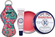 smith's rosebud salve bundle with lip balm holder keychain - natural lip care moisturizer, all-purpose case for teens, women and men - rosebud salve logo