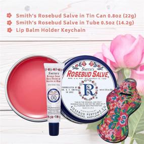 img 3 attached to Smith's Rosebud Salve Bundle with Lip Balm Holder Keychain - Natural Lip Care Moisturizer, All-Purpose Case for Teens, Women and Men - Rosebud Salve