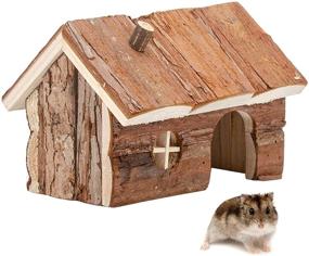 img 3 attached to 🏡 Natural Wooden Hideout House: Ideal Climbing Play Hut for Dwarf Hamster, Mouse, Rat, Gerbil, and Other Small Pets