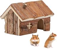 🏡 natural wooden hideout house: ideal climbing play hut for dwarf hamster, mouse, rat, gerbil, and other small pets логотип