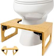 🚽 zosta squatting toilet stool: foldable bamboo potty step stool for adults & kids - non-slip, no installation needed, natural color logo