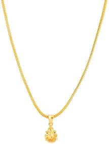 img 1 attached to Gold Plated Ganesh Pendant with 24-Inch Chain - 🔶 Perfect Daily Wear for Men, Women, and Girls (Golden) - 7979