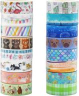 🦄 fodeuxp animal washi tape set: 16 rolls of cute decorative masking tape for scrapbooking, journals, planners, diy crafts logo