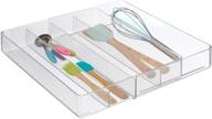 🔪 efficiently arrange and store cutlery, utensils, and gadgets with the mdesign adjustable plastic cabinet drawer organizer tray логотип