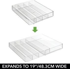 img 2 attached to 🔪 Efficiently Arrange and Store Cutlery, Utensils, and Gadgets with the mDesign Adjustable Plastic Cabinet Drawer Organizer Tray