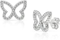 🦋 sterling silver butterfly stud earrings with clear cz crystals - solidsilver logo