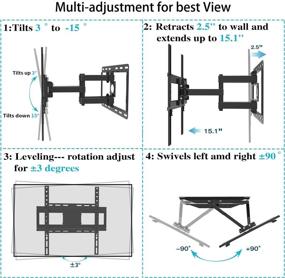 img 2 attached to 📺 Enhanced Everstone TV Wall Mount: Articulating Arm Full Motion Bracket for 26"-60" TVs, LED, LCD, OLED, Plasma Flat & Curved Screens - VESA 400mm, HDMI Cable Included