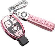 360 degree protection mercedes benz key fob cover: premium soft tpu case in pink with keychain included logo