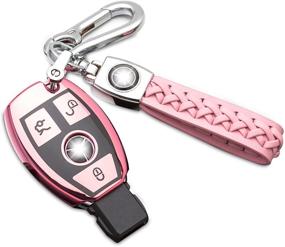 img 4 attached to 360 Degree Protection Mercedes Benz Key Fob Cover: Premium Soft TPU Case in Pink with Keychain Included