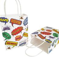 🎉 kids birthday and superhero theme party gift paper bags in bulk – small white kraft bags (16 pcs) logo