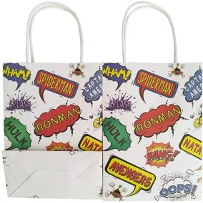 img 1 attached to 🎉 Kids Birthday and Superhero Theme Party Gift Paper Bags in Bulk – Small White Kraft Bags (16 pcs)