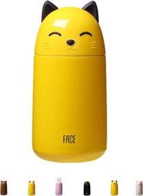 img 4 attached to 🐱 Cute Cat Stainless Steel Water Bottle for Kids & Teen Girls - Small Size, 300ML, Yellow