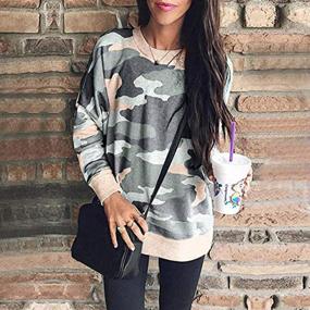 img 3 attached to 🐆 BTFBM Women's Camo Leopard Print Sweatshirt: Stylish Crew Neck Casual Fit Pullover Tops