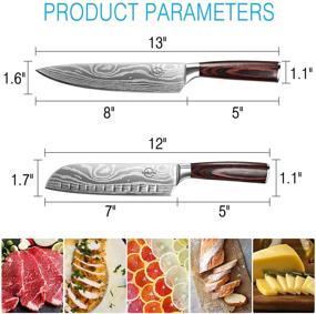 img 1 attached to 🔪 Премиум набор из 2 ножей для шеф-повара: 8 дюймов и Сантоку нож 7 дюймов, BDDFOTO ультра-острые ножи из высокоуглеродистой нержавеющей стали X50Cr15 для дома и ресторана