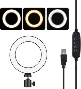 img 3 attached to 🎥 Andoer LED Ring Light with Tripod Stand, 6 Inch Selfie Ring Light for YouTube Video/Makeup/Vlogging with Adjustable 3 Light Modes & 11 Brightness Levels, 360-Degree Rotatable USB Camera Light