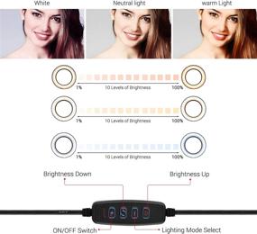 img 2 attached to 🎥 Andoer LED Ring Light with Tripod Stand, 6 Inch Selfie Ring Light for YouTube Video/Makeup/Vlogging with Adjustable 3 Light Modes & 11 Brightness Levels, 360-Degree Rotatable USB Camera Light