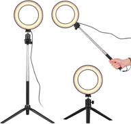 🎥 andoer led ring light with tripod stand, 6 inch selfie ring light for youtube video/makeup/vlogging with adjustable 3 light modes & 11 brightness levels, 360-degree rotatable usb camera light logo
