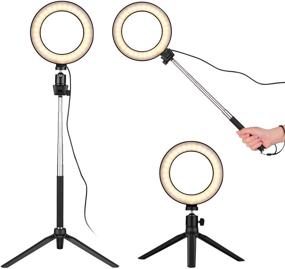img 4 attached to 🎥 Andoer LED Ring Light with Tripod Stand, 6 Inch Selfie Ring Light for YouTube Video/Makeup/Vlogging with Adjustable 3 Light Modes & 11 Brightness Levels, 360-Degree Rotatable USB Camera Light