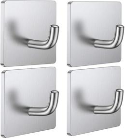 img 4 attached to 🔗 Budding Joy Adhesive Hooks: Heavy Duty Stick on Wall Hooks for Organized Hanging – Waterproof Stainless Steel Towel & Door Hooks (4 Pack)