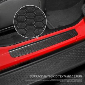 img 2 attached to CheroCar Door Sill Guards: Entry Scuff Plate Cover 🚪 for Jeep Wrangler Accessories (2018-2021 JL JLU & 2020-2021 JT)