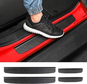 img 4 attached to CheroCar Door Sill Guards: Entry Scuff Plate Cover 🚪 for Jeep Wrangler Accessories (2018-2021 JL JLU & 2020-2021 JT)