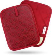 🔥 avacraft red pot holders set: non-slip heat resistant silicone design with thick terry cloth interior - 100% cotton flexible hot pads & 500 f heat resistant kitchen mitts (red pot holder) logo