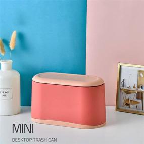 img 1 attached to 🗑️ Mini Trash Can with Lid - Compact Desk/Wastebasket for Office & Home - Pink"