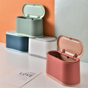 img 2 attached to 🗑️ Mini Trash Can with Lid - Compact Desk/Wastebasket for Office & Home - Pink"